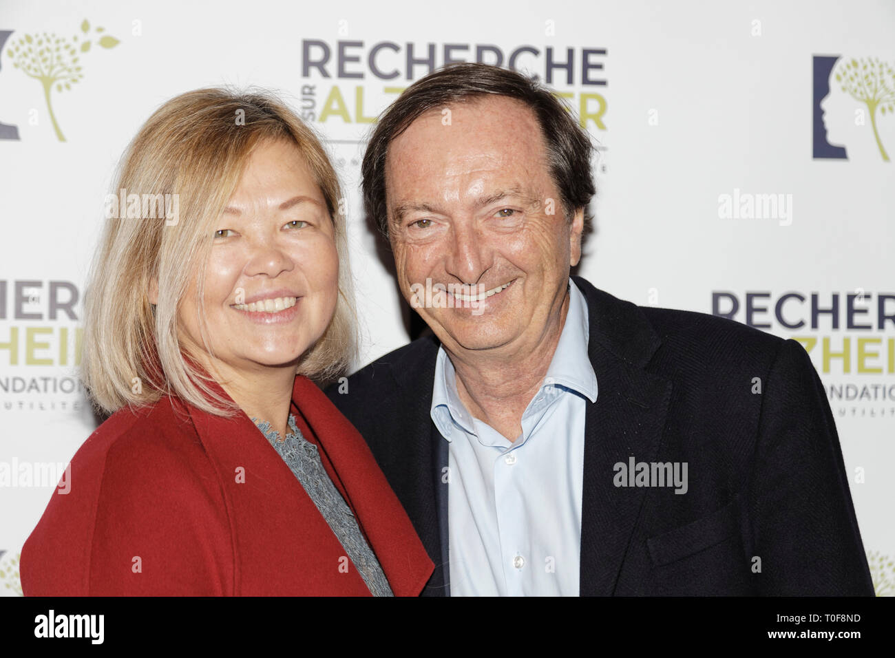 Paris, France. 18th Mar 2019. Michel Edouard Leclerc and Natalia Olzoeva- Photocall of the 14th Gala 2019 of the Association for Alzheimer Research at the Olympia in Paris on March 18, 2019, France Credit: Véronique PHITOUSSI/Alamy Live News Stock Photo