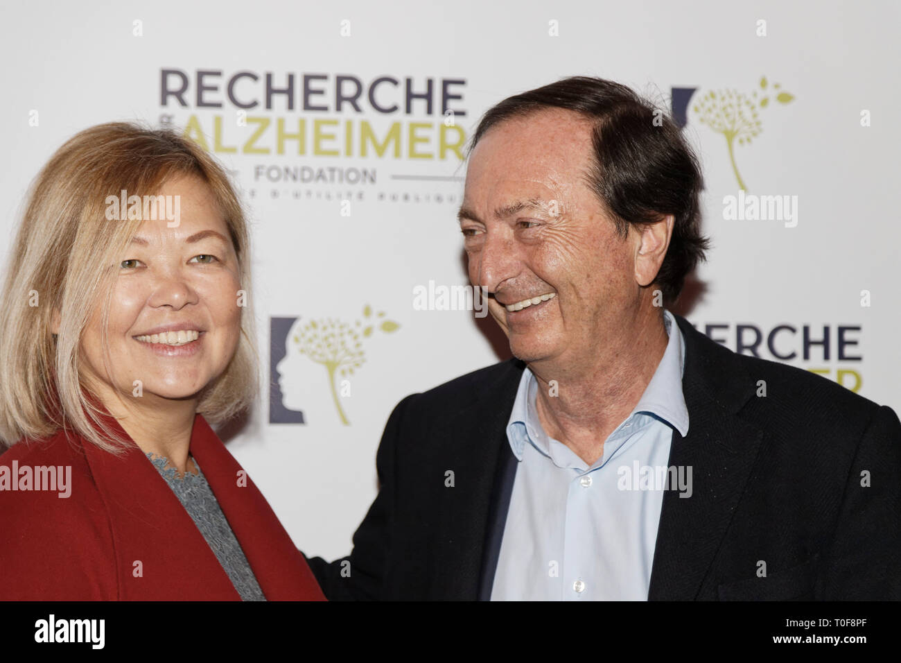 Paris, France. 18th Mar 2019. Michel Edouard Leclerc and Natalia Olzoeva - Photocall of the 14th Gala 2019 of the Association for Alzheimer Research at the Olympia in Paris on March 18, 2019, France Credit: Véronique PHITOUSSI/Alamy Live News Stock Photo