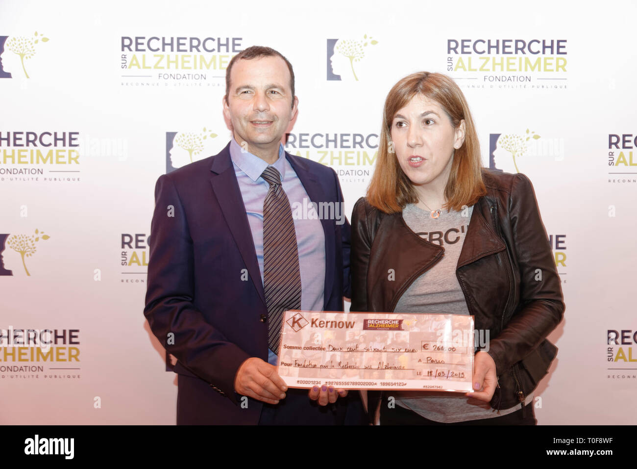 Paris, France. 18th Mar 2019. Jean-Luc Angelis and Gaelle Scelo - Photocall of the 14th Gala 2019 of the Association for Alzheimer Research at the Olympia in Paris on March 18, 2019, France. Credit: Véronique PHITOUSSI/Alamy Live News Stock Photo