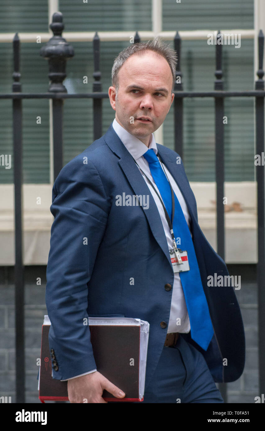 London, UK. 19th Mar 2019. Cabinet ministers and MPs have a series of afternoon meetings at No 10 Downing Street. Gavin Barwell Credit: PjrFoto/Alamy Live News Stock Photo