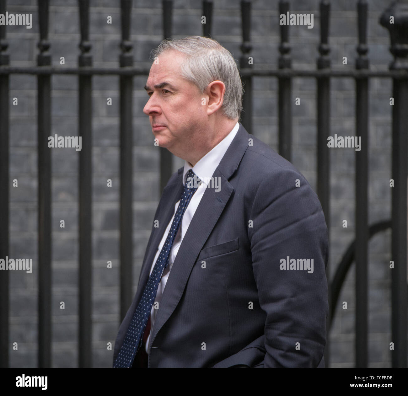 London, UK. 19th Mar 2019. Geoffrey Cox QC, Attorney General arrives in Downing Street for weekly cabinet meeting. Credit: Malcolm Park/Alamy Live News. Stock Photo