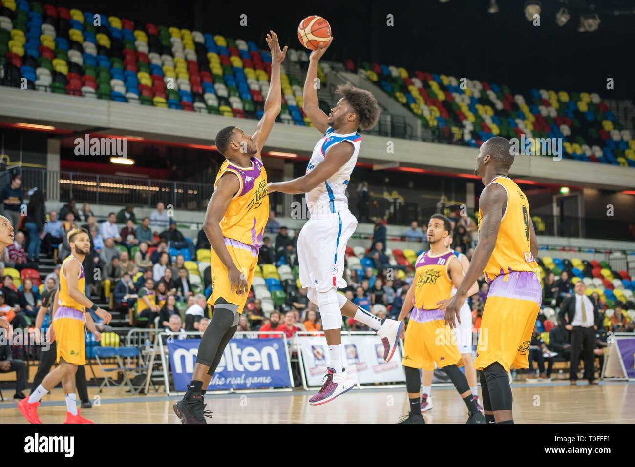 London, UK, 19 March 2019  The London Lions gained revenge over their local rivals the London City Royals by a score of 102-89. The Royals had defeated the Lions in their previous encounter and thereby winning the BBL Trophy.   Credit: Ilyas Ayub/ Alamy Live News Stock Photo