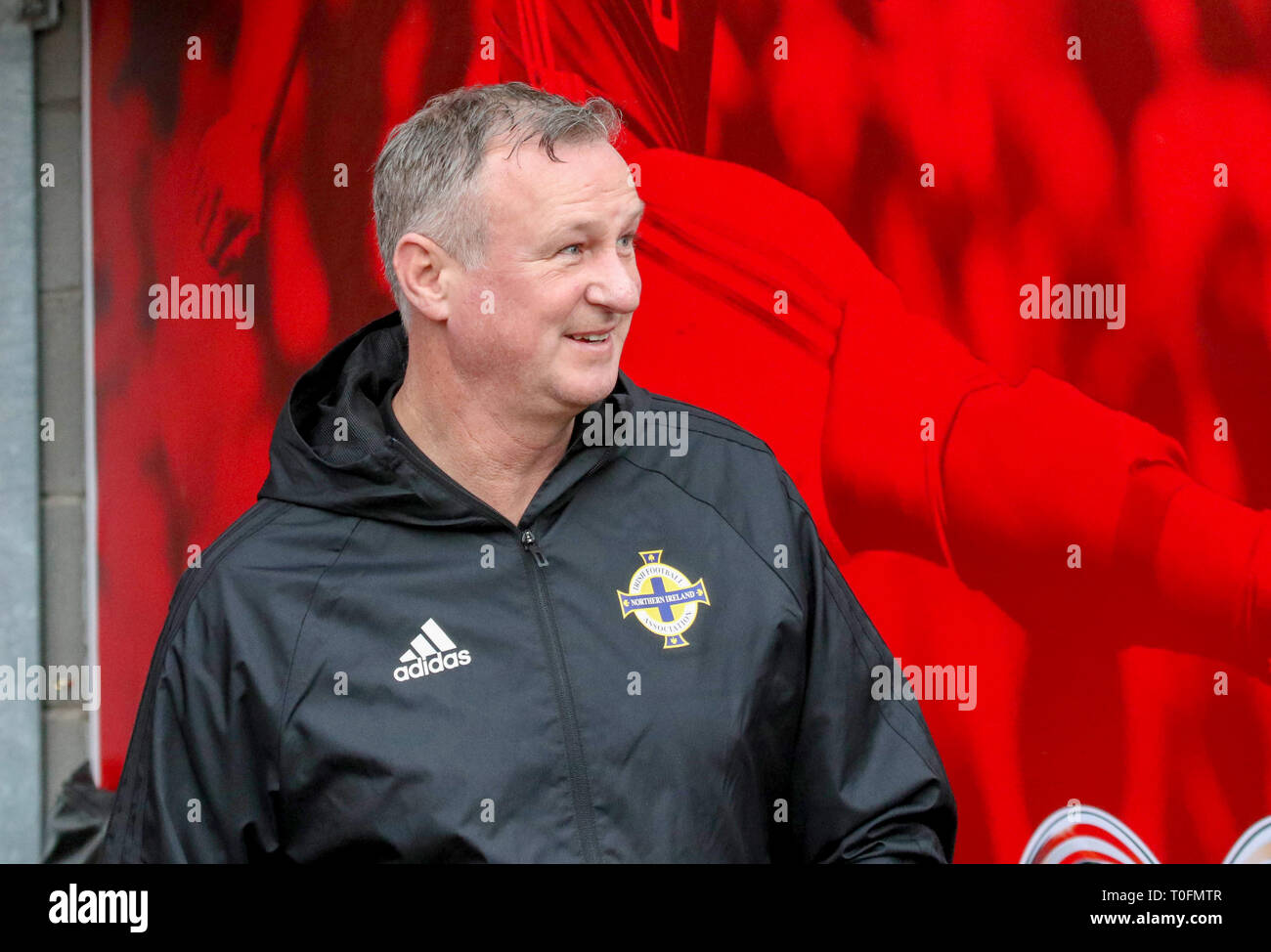Windsor Park, Belfast, Northern Ireland.20 March 2019.Northern Ireland training in Belfast this morning ahead of their UEFA EURO 2020 Qualifier against Estonia tomorrow night in the stadium. Northern Ireland manager Michael O'Oneill at this morning's session.  Credit: David Hunter/Alamy Live News. Stock Photo