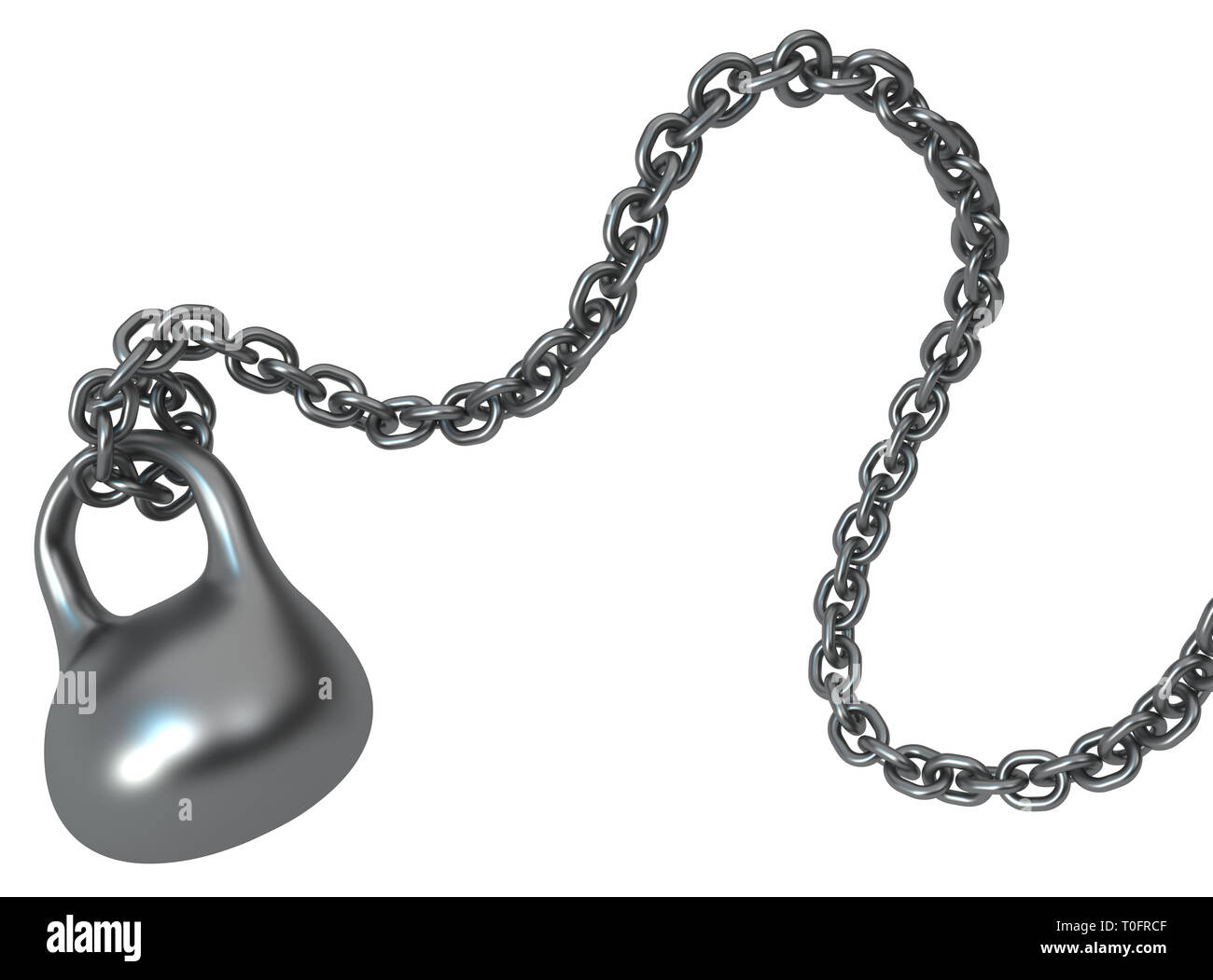 Object Chained Training weights metal object chain end, 3d illustration, horizontal ...