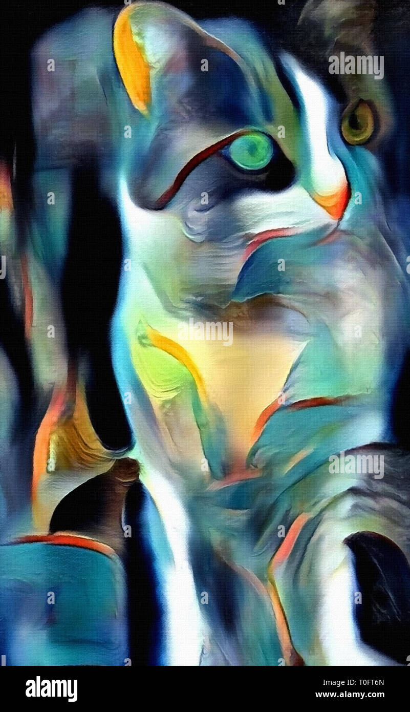 Digital painting on canvas. Kitty Stock Photo Alamy