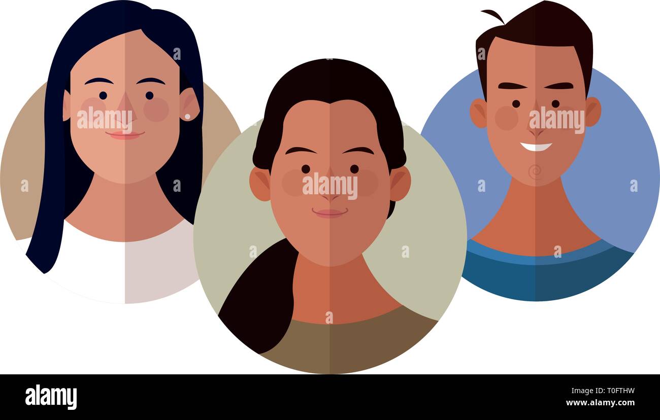 Young people face round icons Stock Vector Image & Art - Alamy