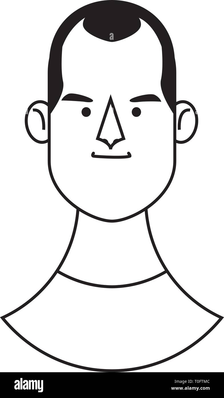 young man face cartoon in black and white Stock Vector Image & Art - Alamy