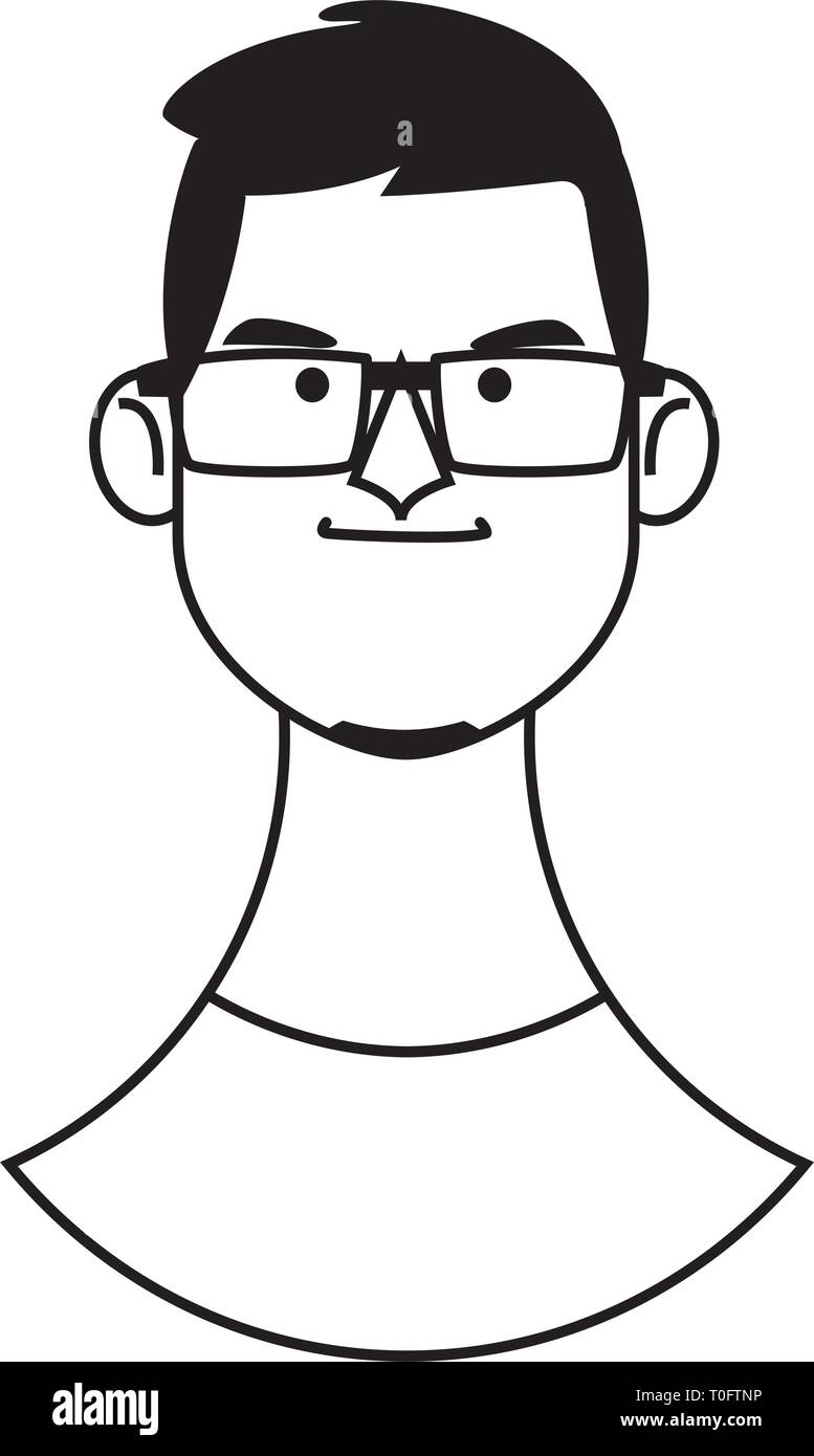 young man face cartoon in black and white Stock Vector Image & Art - Alamy