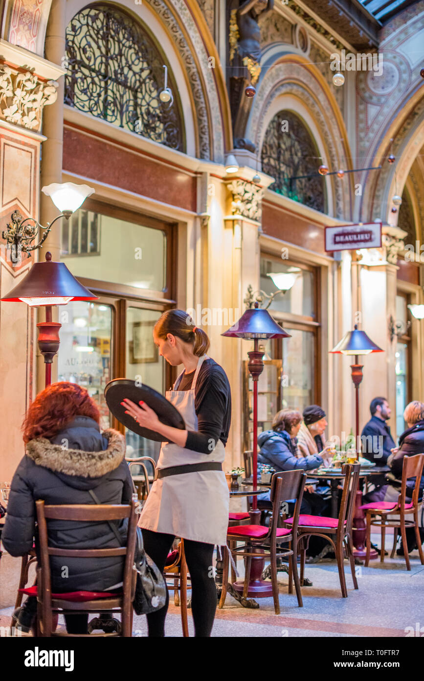 Cafes and shops in the Freyung Passage, Palais Ferstel, Herrengasse street, Innere Stadt, Vienna, Austria. Stock Photo