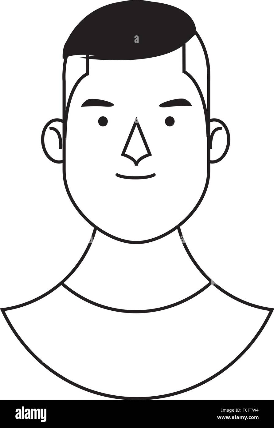 young man face cartoon in black and white Stock Vector Image & Art - Alamy