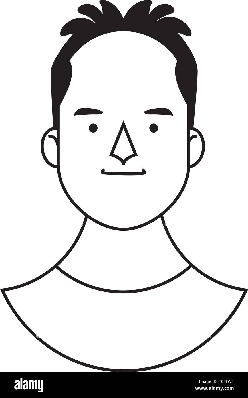young man face cartoon in black and white Stock Vector Image & Art - Alamy