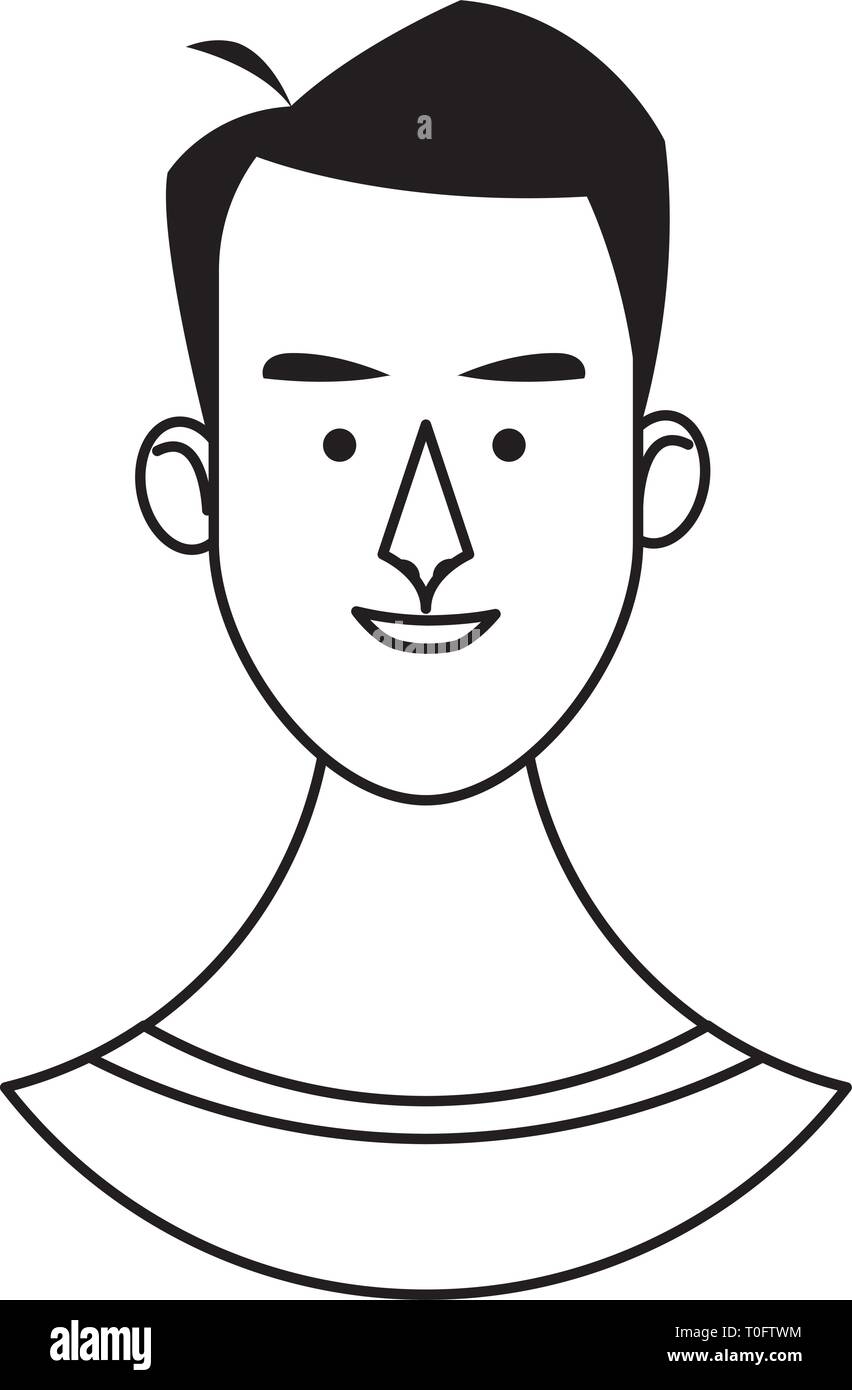 young man face cartoon in black and white Stock Vector Image & Art - Alamy