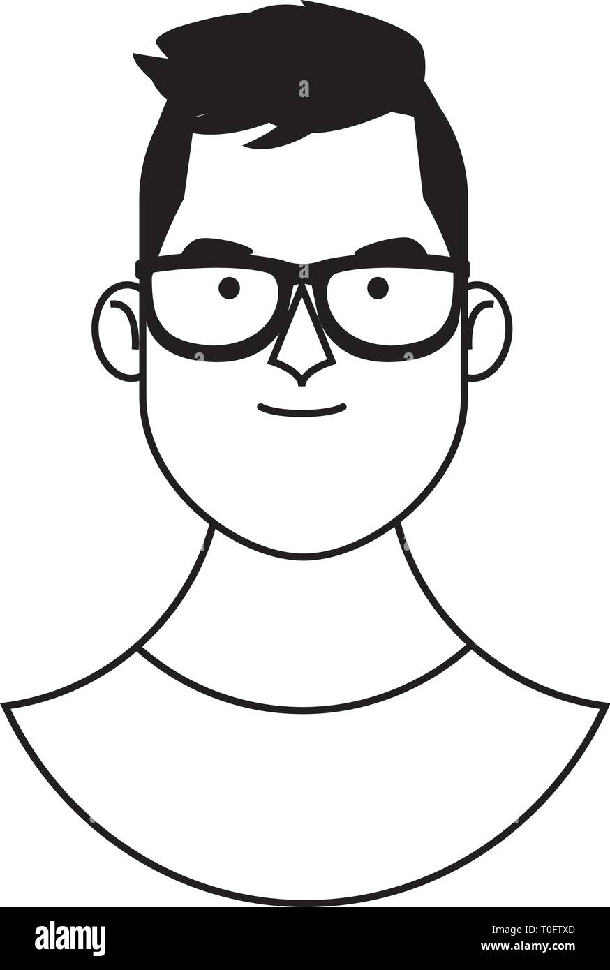 young man face cartoon in black and white Stock Vector Image & Art - Alamy