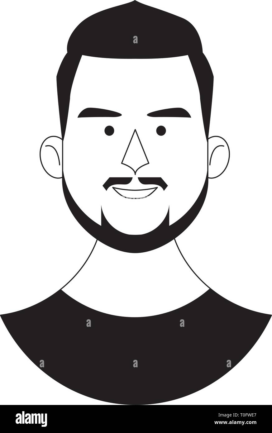 young man face cartoon in black and white Stock Vector Image & Art - Alamy