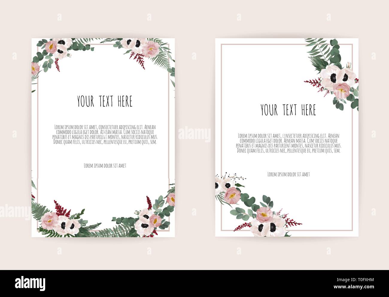 Vector floral design card. Greeting, postcard wedding invite template