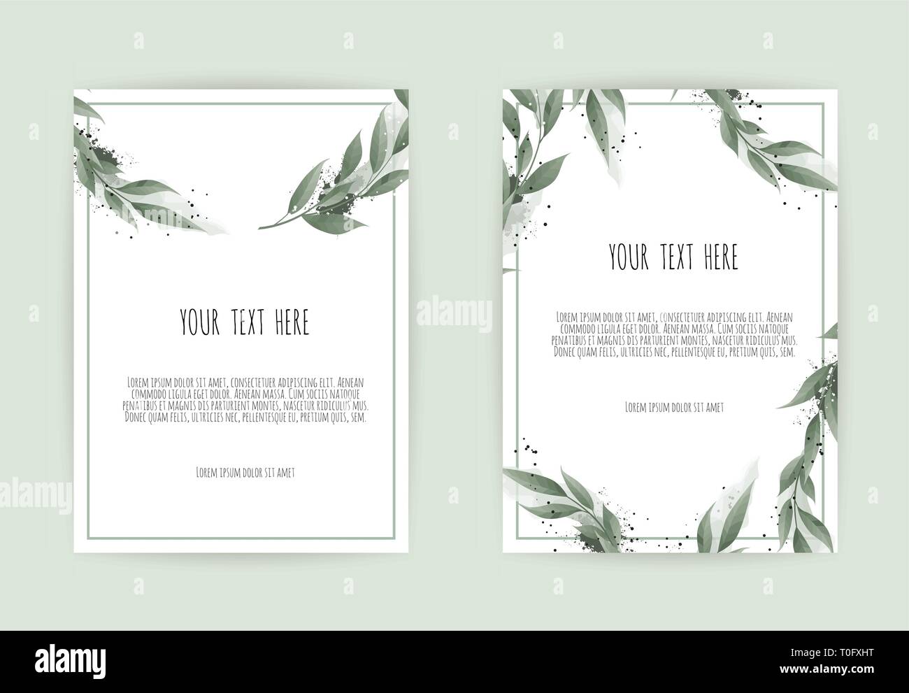 Botanical wedding invitation card template design, white and pink ...