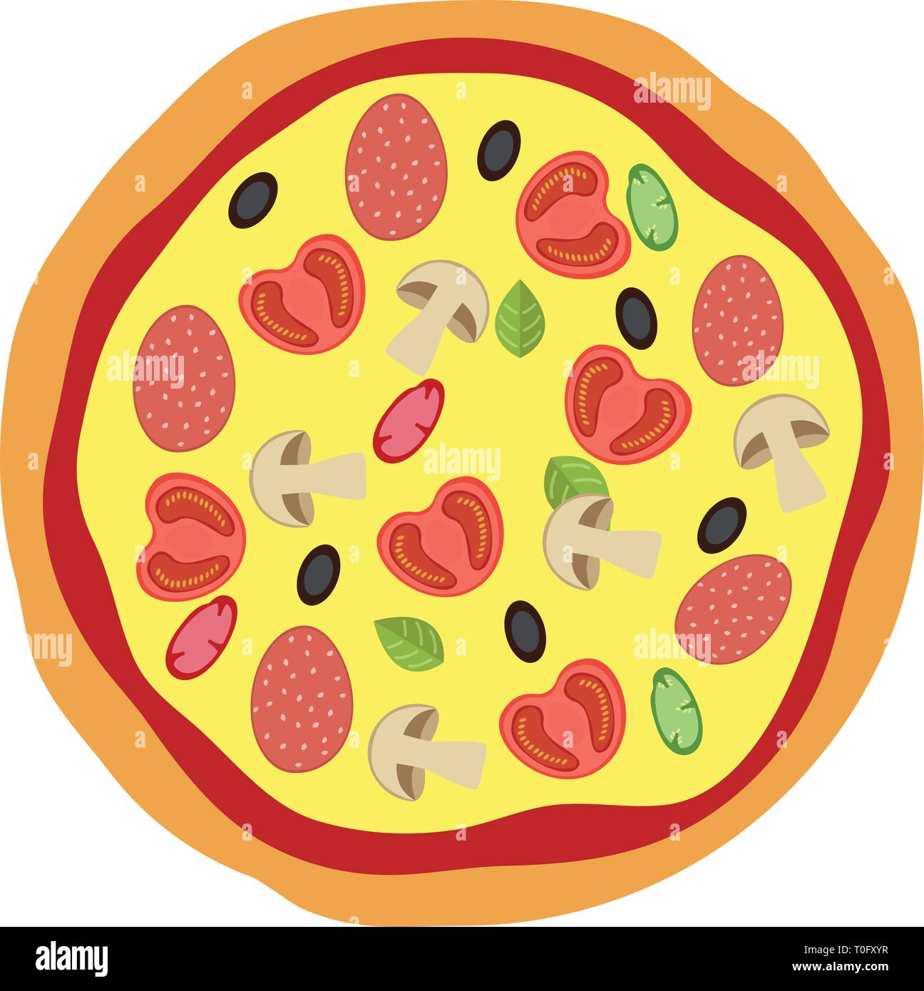 Pizza menu concept. Flat style food. Vector illustration. Stock Vector