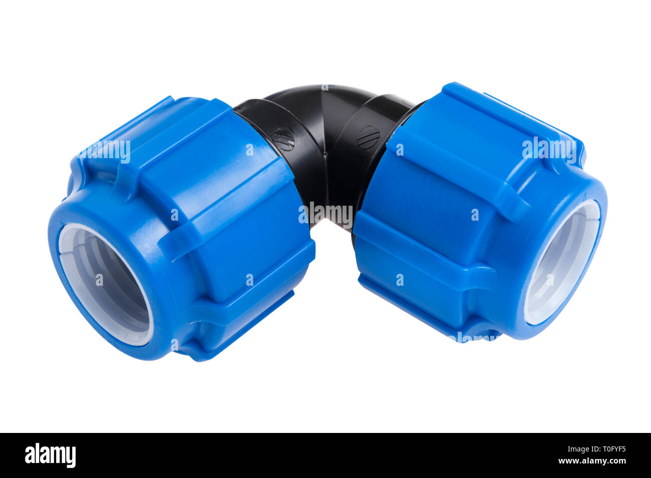 compression couplings and fittings for polyethylene pipes isolated on