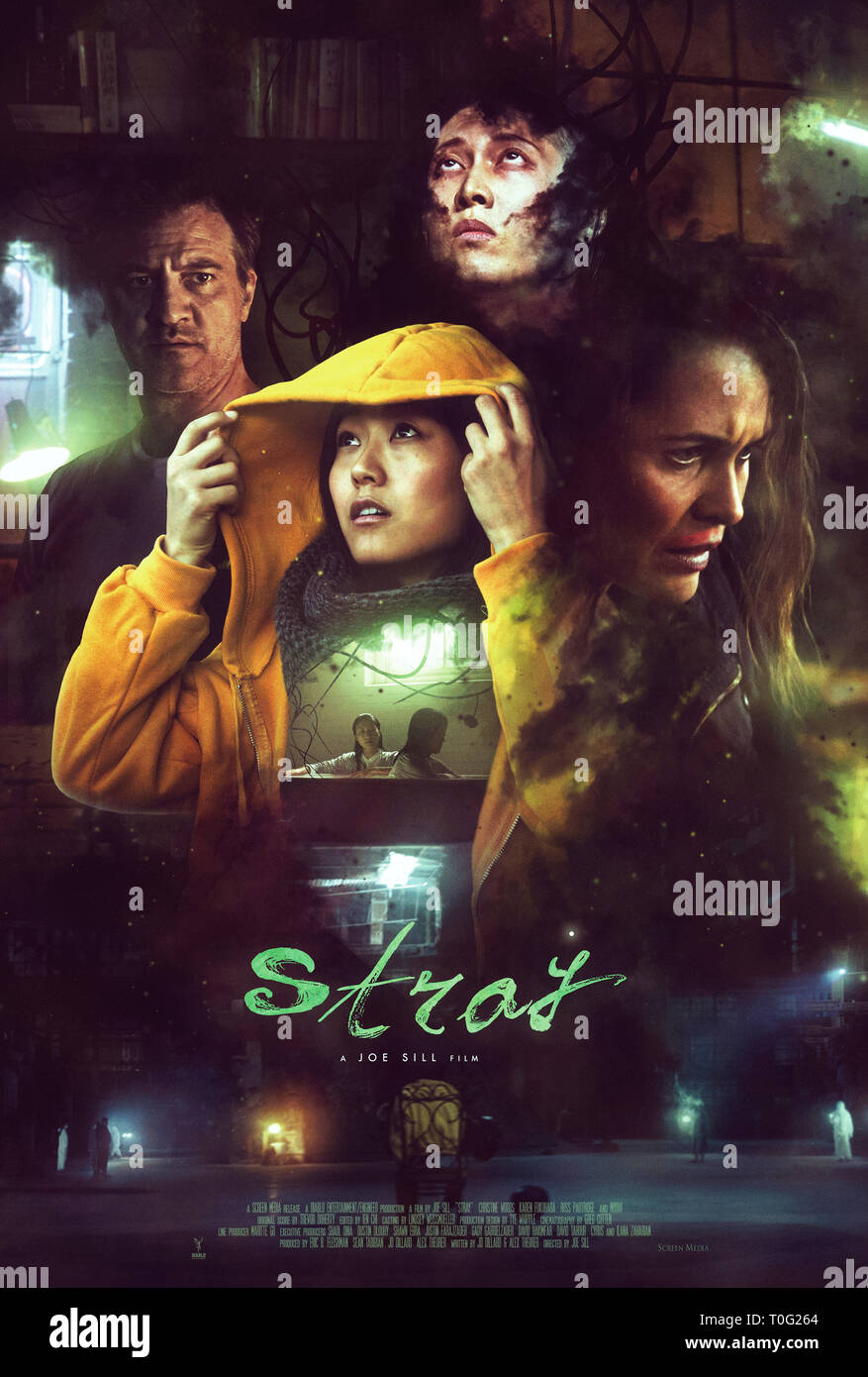 Stray (2019) directed by Joe Sill and starring Karen Fukuhara, Christine Woods and Miyavi. A detective joins forces with the daughter of a murder victim and uncovers a supernatural power at work. Stock Photo