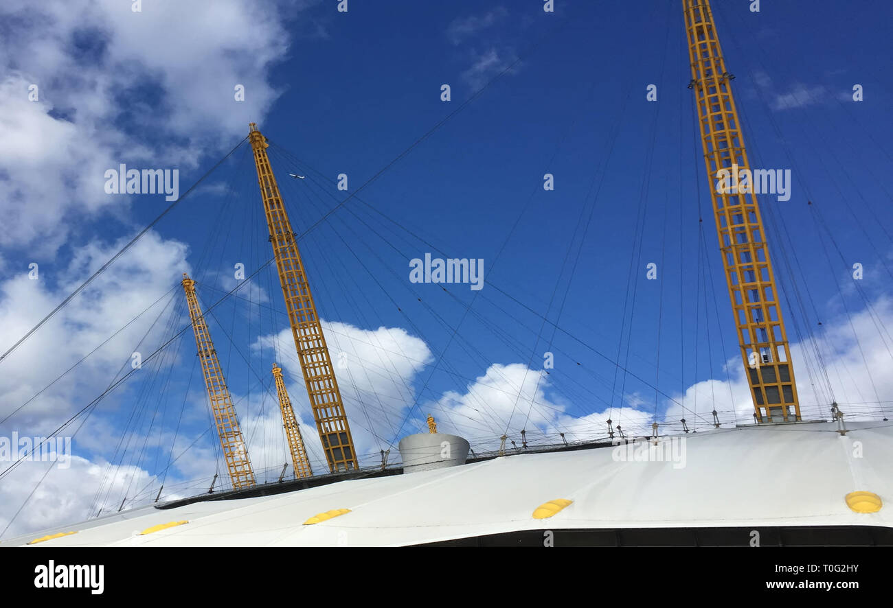 The famous O2 arena, formerly the Millennium Dome situated on Greenwich Peninsula in the south east of London showing it's distinctive architecture Stock Photo
