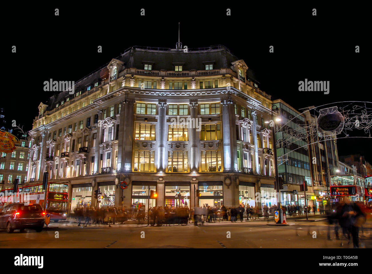 London, UK, 30 October 2012 Oxford Street Night View Stock Photo Alamy