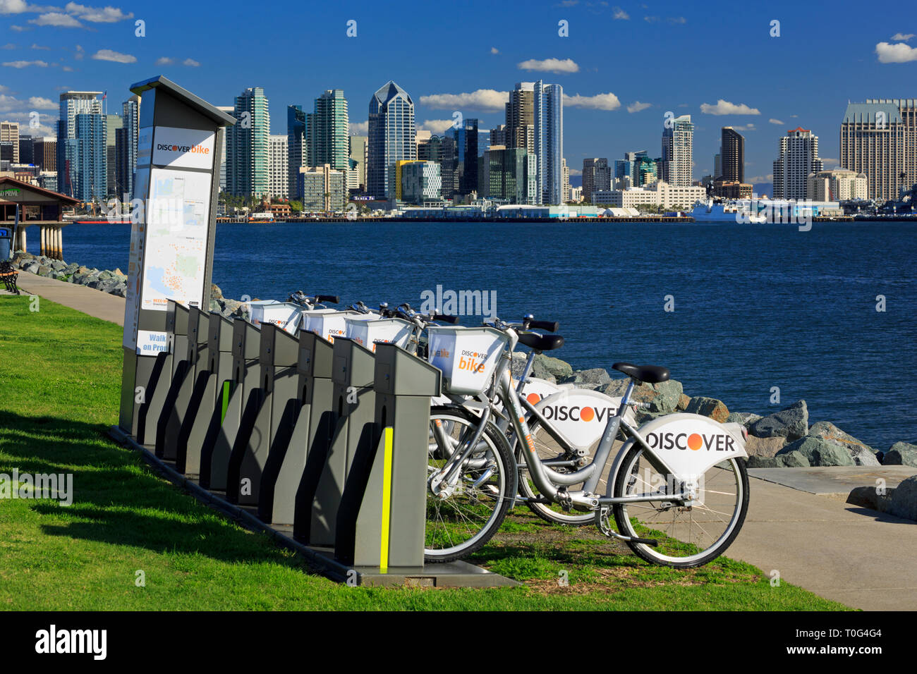 Rental bikes, Shelter Island, San Diego, California, USA Stock Photo