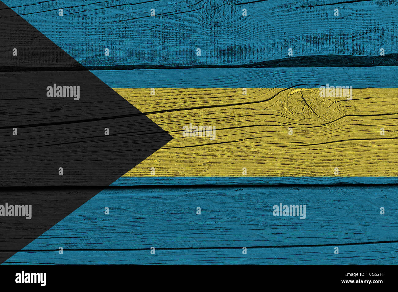 Bahamas flag painted on old wood plank. Patriotic background. National ...