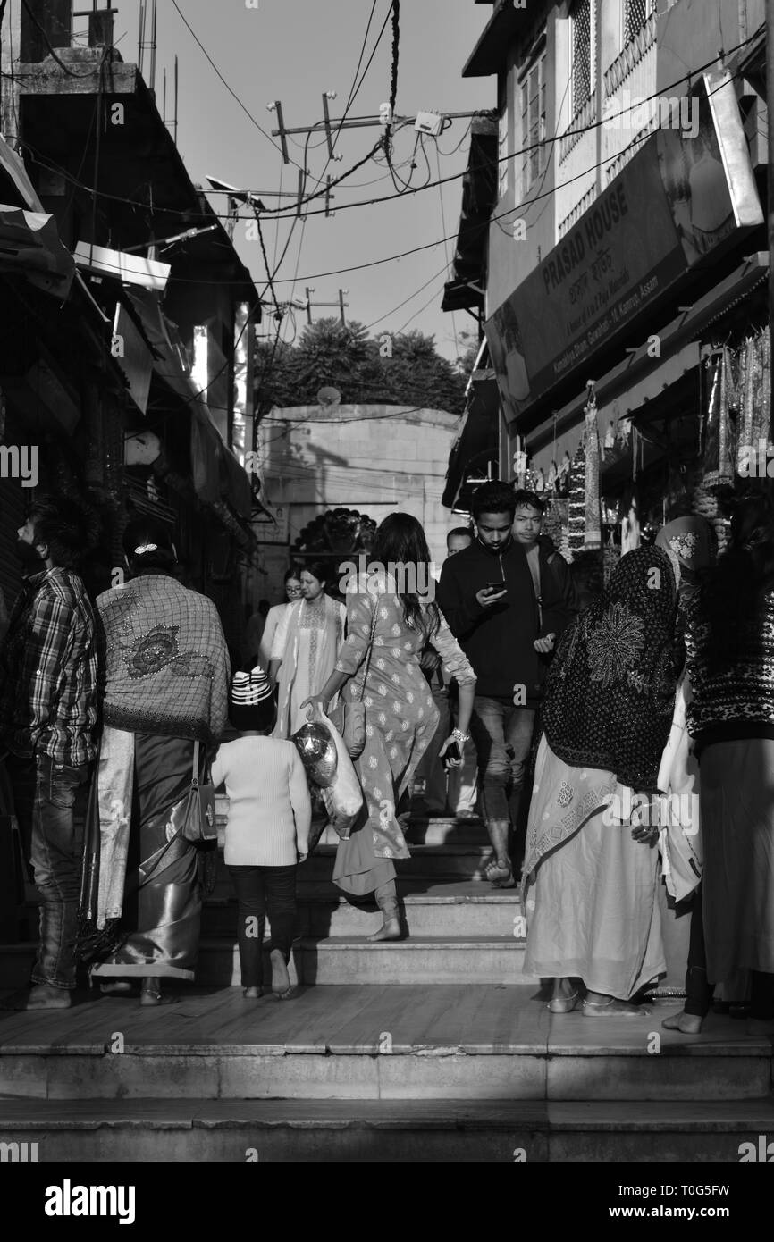 Guwahati,Assam,India - February 10 2019 : People walking on the steps towards Kamakhya Temple Stock Photo