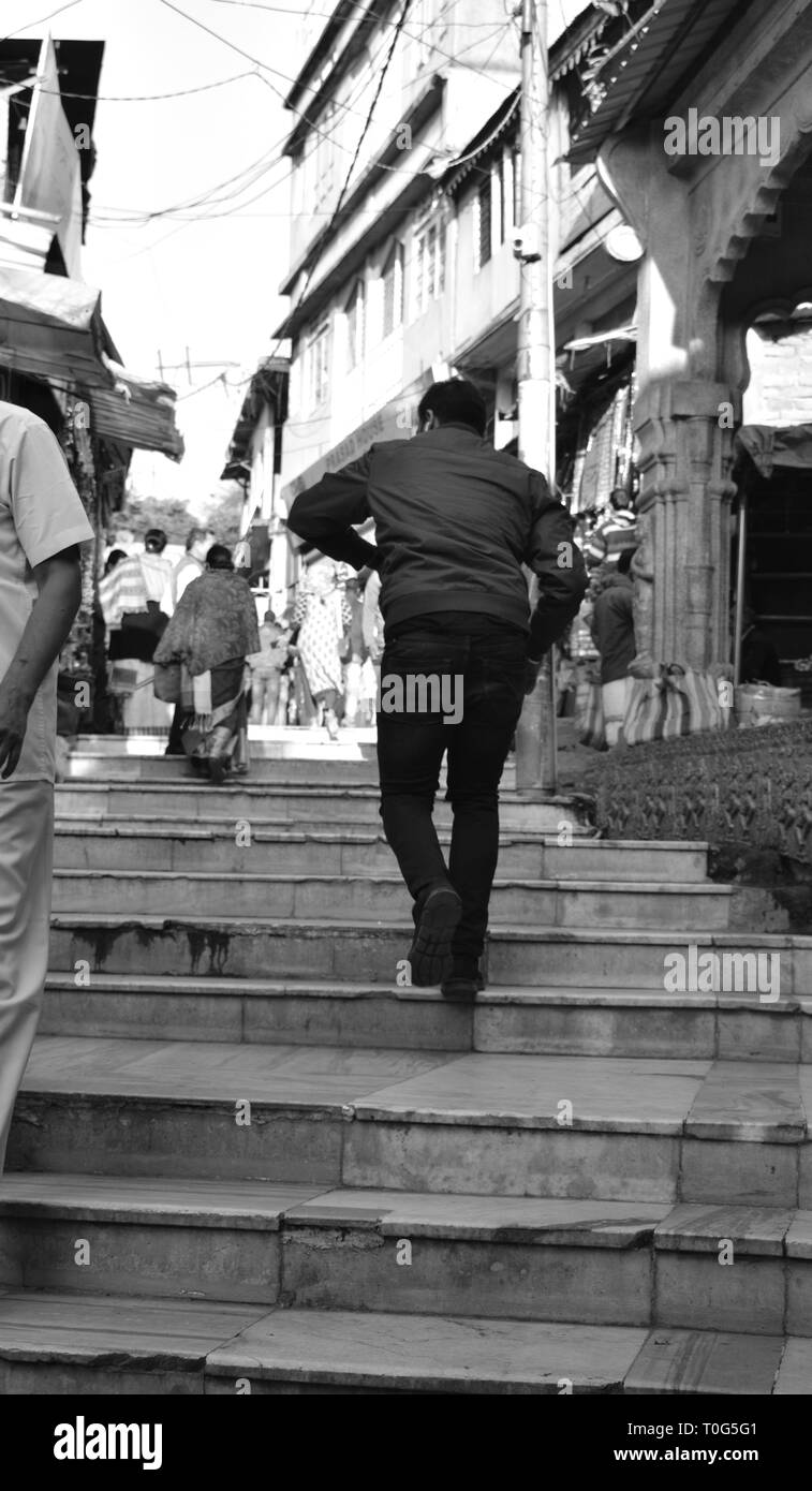 Guwahati,Assam,India - February 10 2019 : People walking on the steps towards Kamakhya Temple Stock Photo