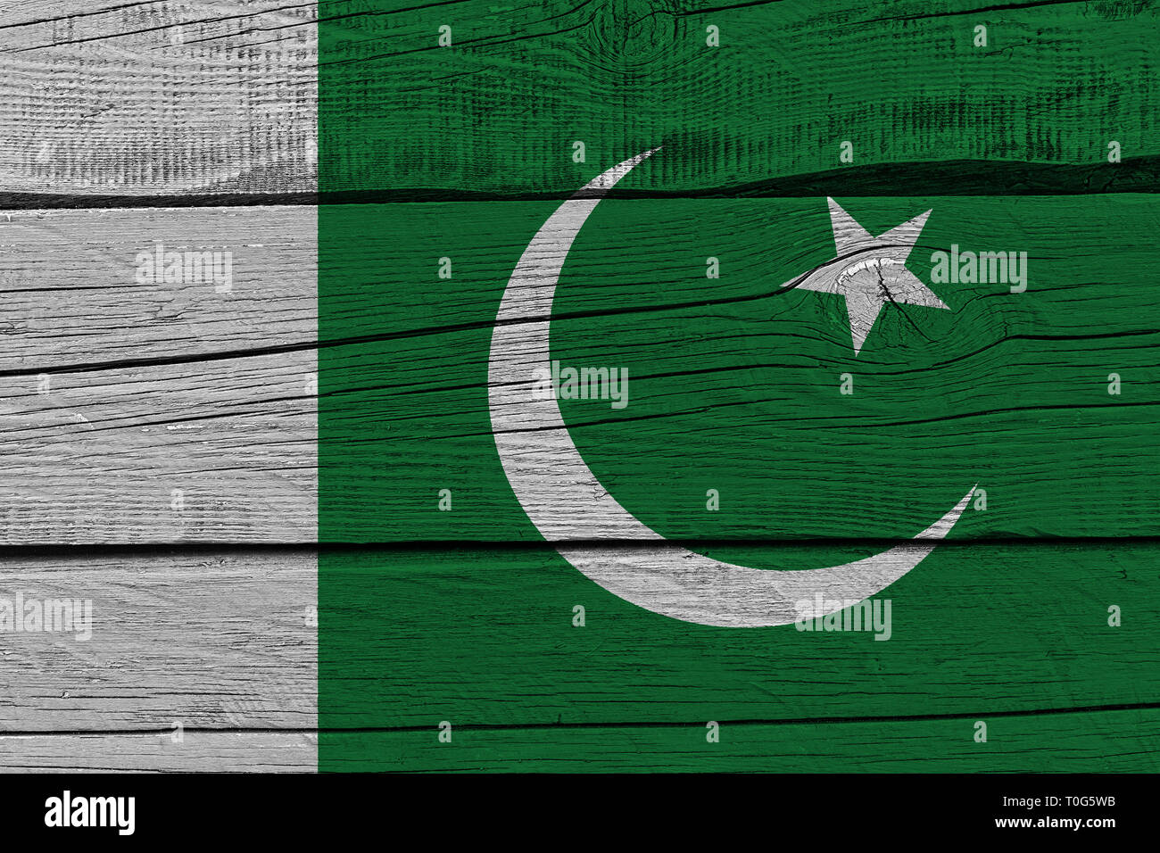 Pakistan flag painted on old wood plank. Patriotic background. National ...