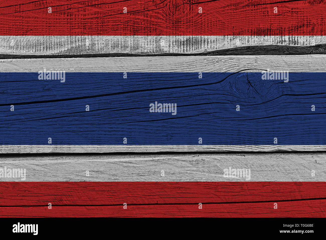 Thailand flag painted on old wood plank. Patriotic background. National ...