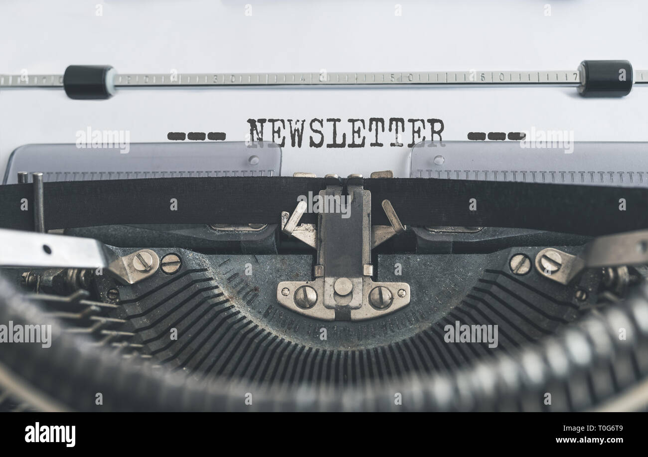 word NEWSLETTER written on old manual typewriter Stock Photo