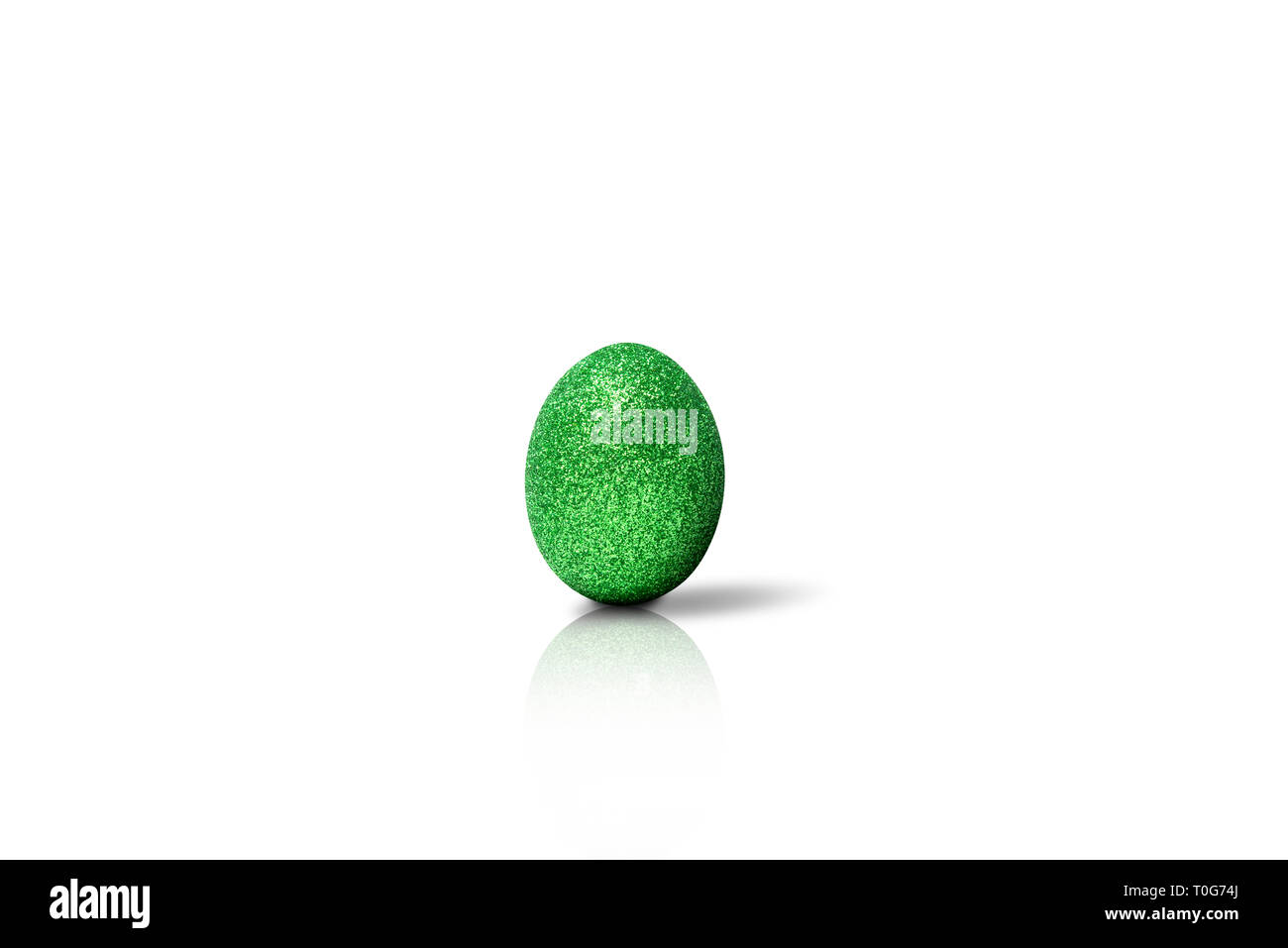 Easter egg with glitter green color isolated over white background ...