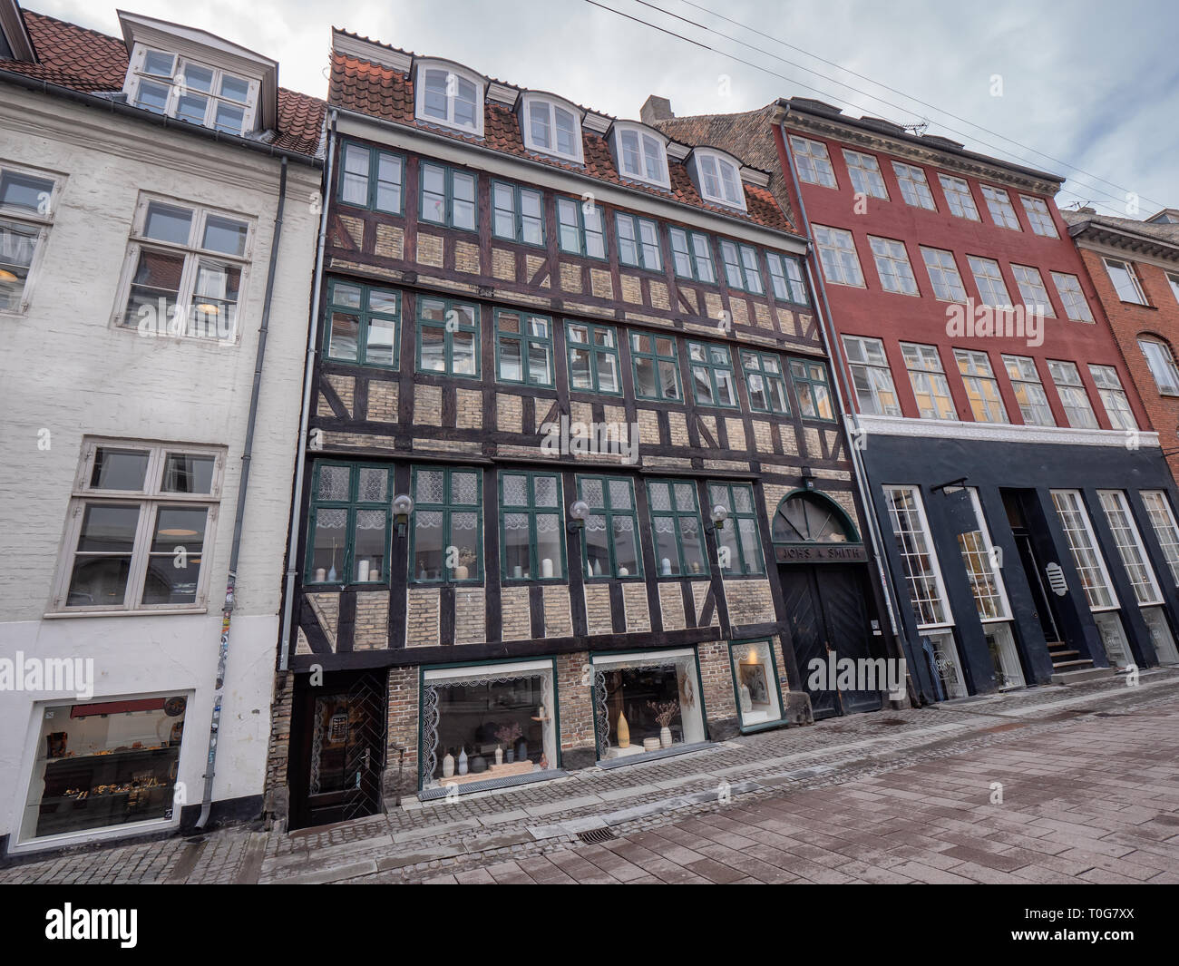 Copenhagen old cobbled streets, Denmark Stock Photo