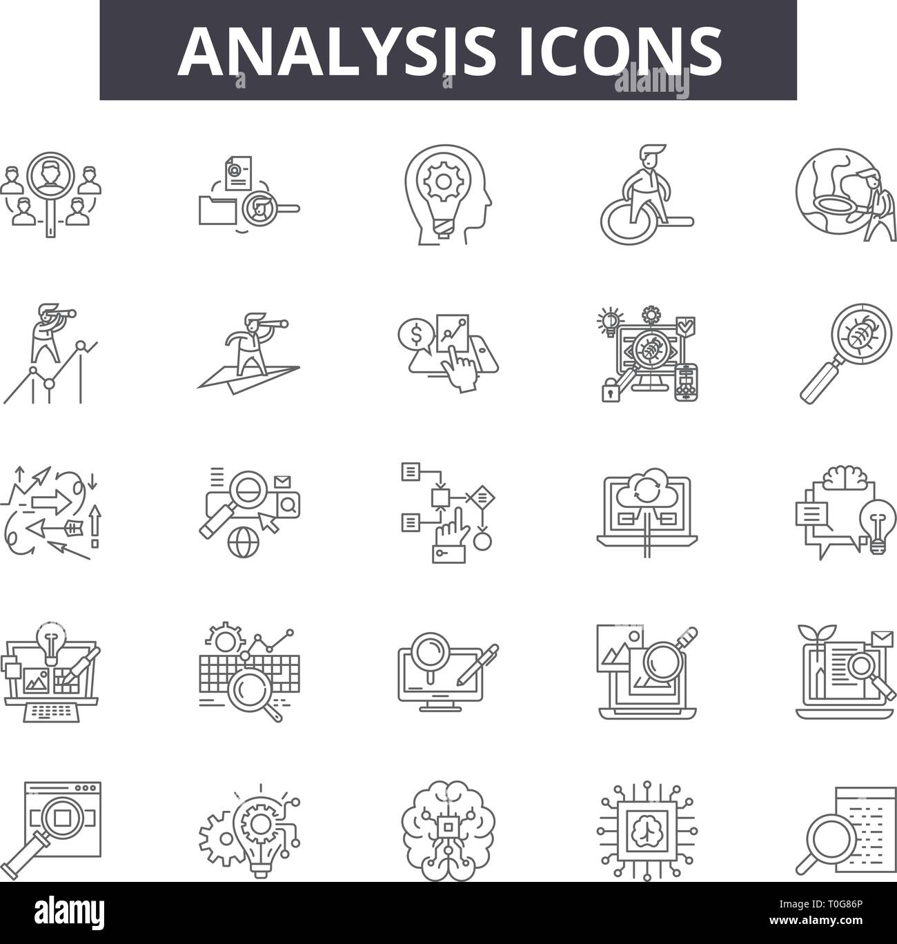 Analysis line icons for web and mobile design. Editable stroke signs ...