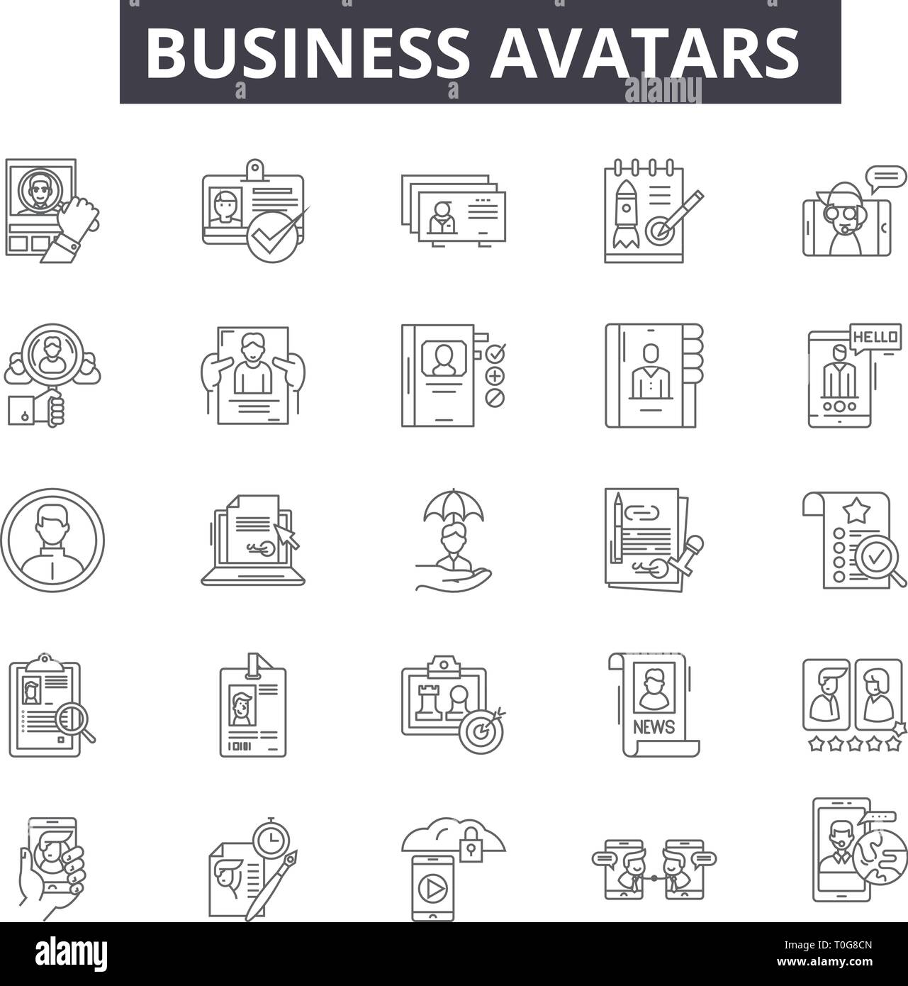 Business avatars line icons for web and mobile design. Editable stroke ...