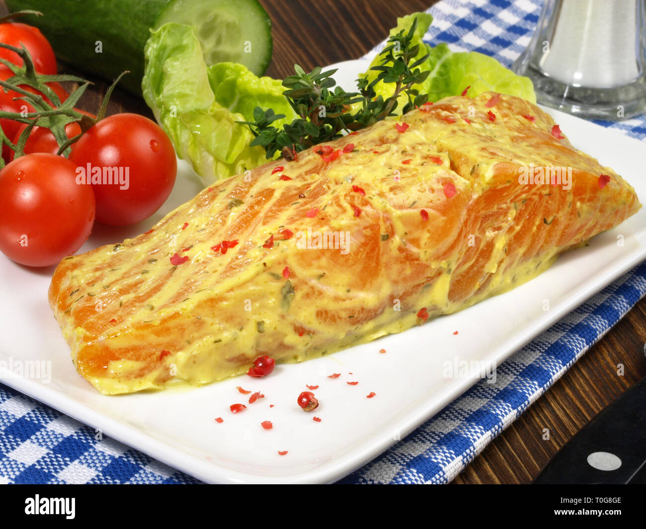 Marinated Salmon - Fish Fillet Stock Photo - Alamy