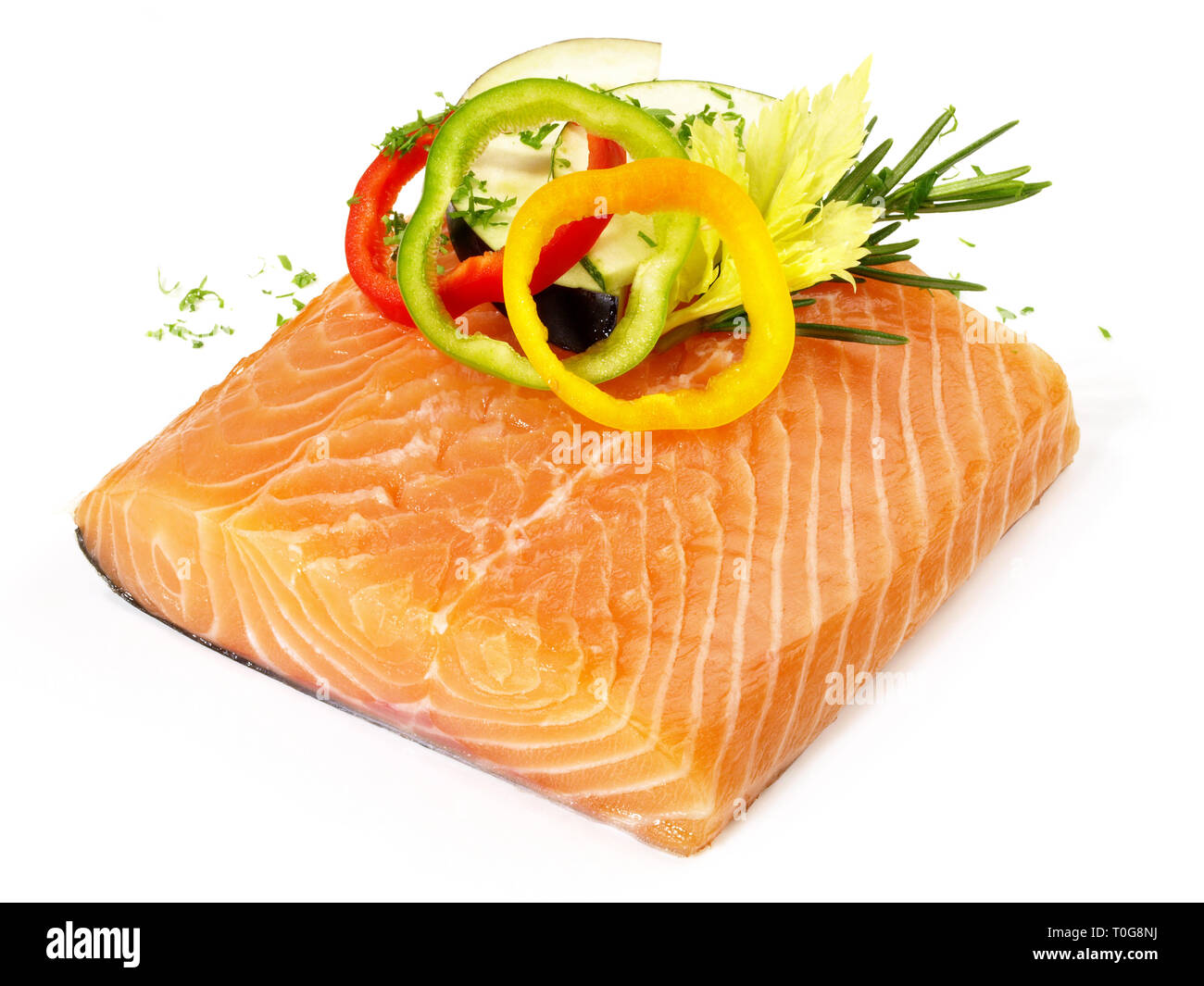 Salmon - Fish Fillet on white Background Stock Photo - Alamy