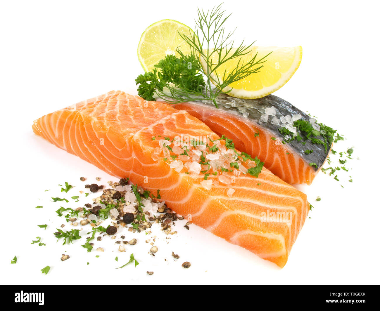 Salmon - Fish Fillet on white Background Stock Photo - Alamy