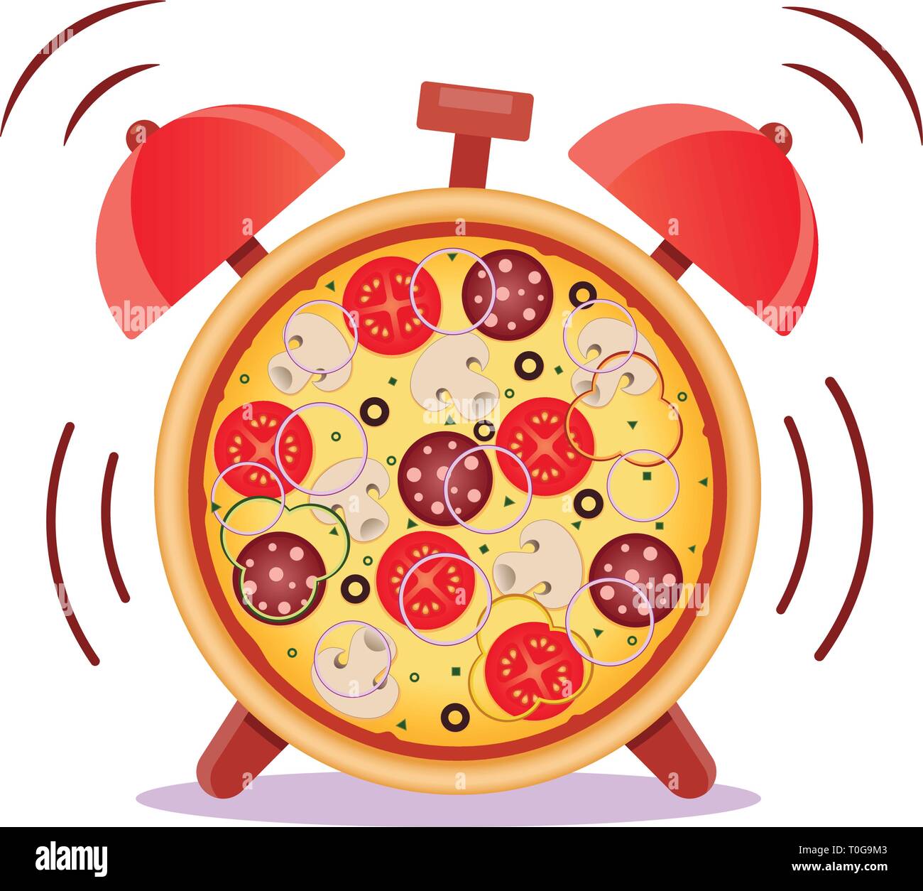 Pizza with mushrooms, salami, tomato and sausage. Pizza time. Snack