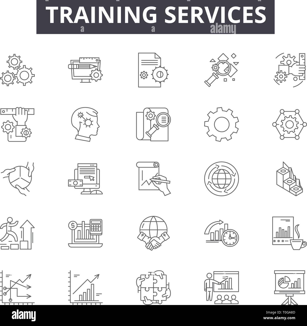 Training services line icons for web and mobile design. Editable stroke ...