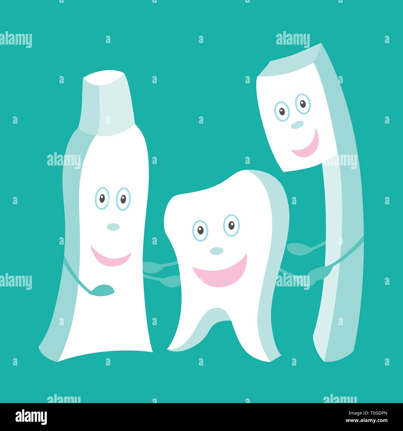 Unhealthy vs healthy teeth cartoon comparison, illustration, vector Stock Vector