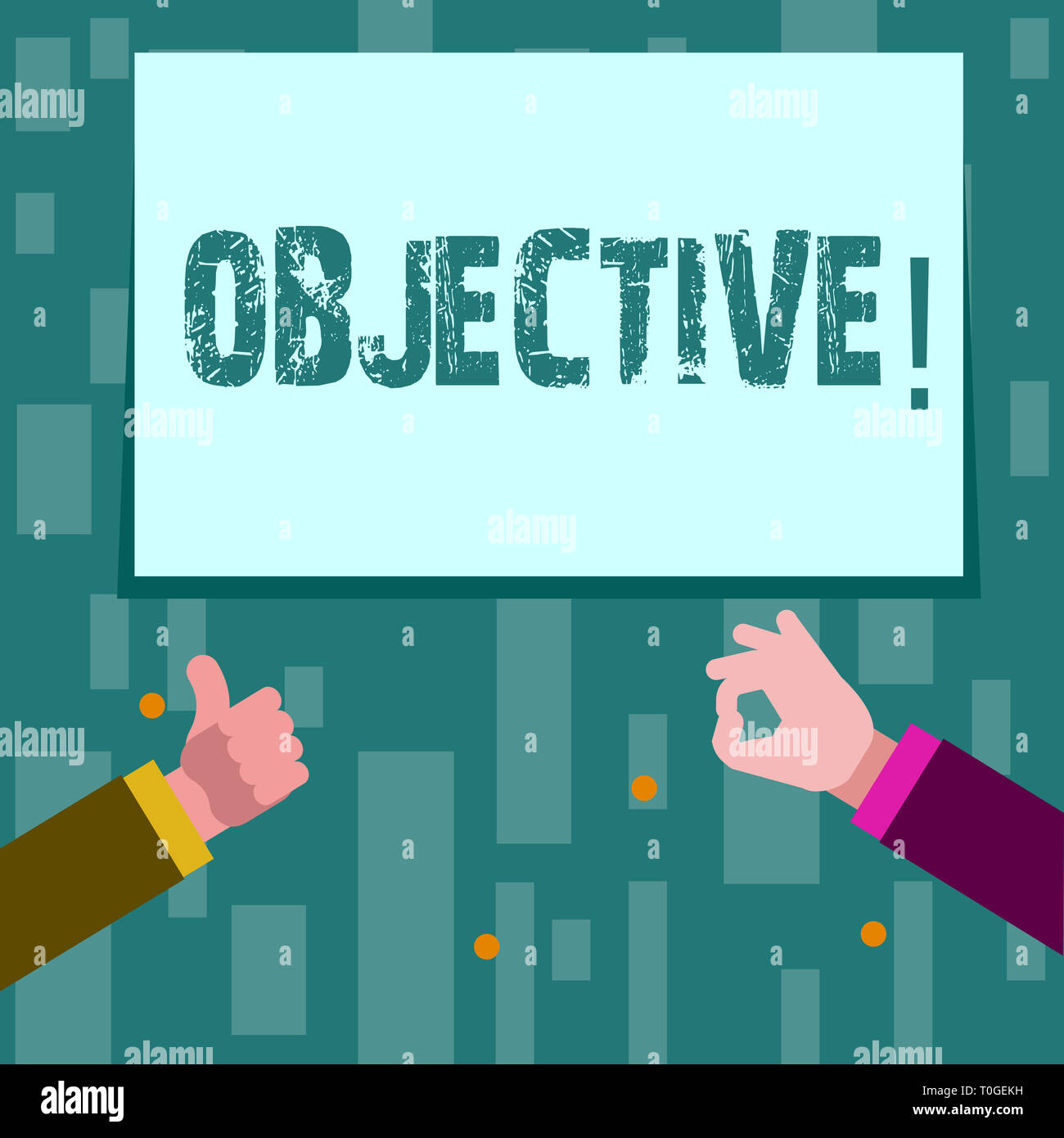 Writing note showing Objective. Business concept for Goal planned to be ...