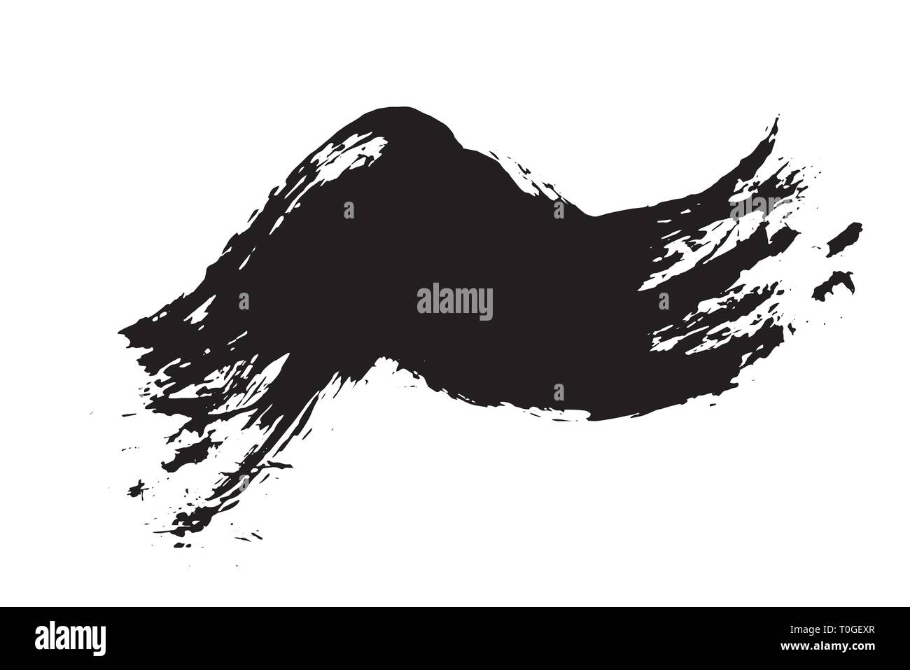 Grunge hand drawn paint brush stripe. Vector black ink brush stroke ...