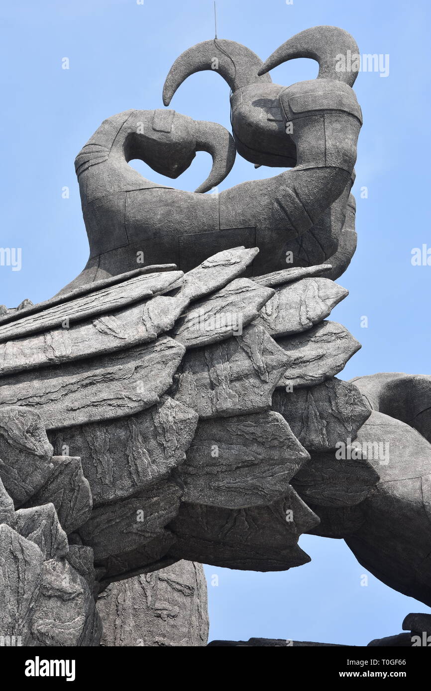 Kollam, Kerala, India - March 2, 2019 : The wing of Jatayu sculpture Stock Photo