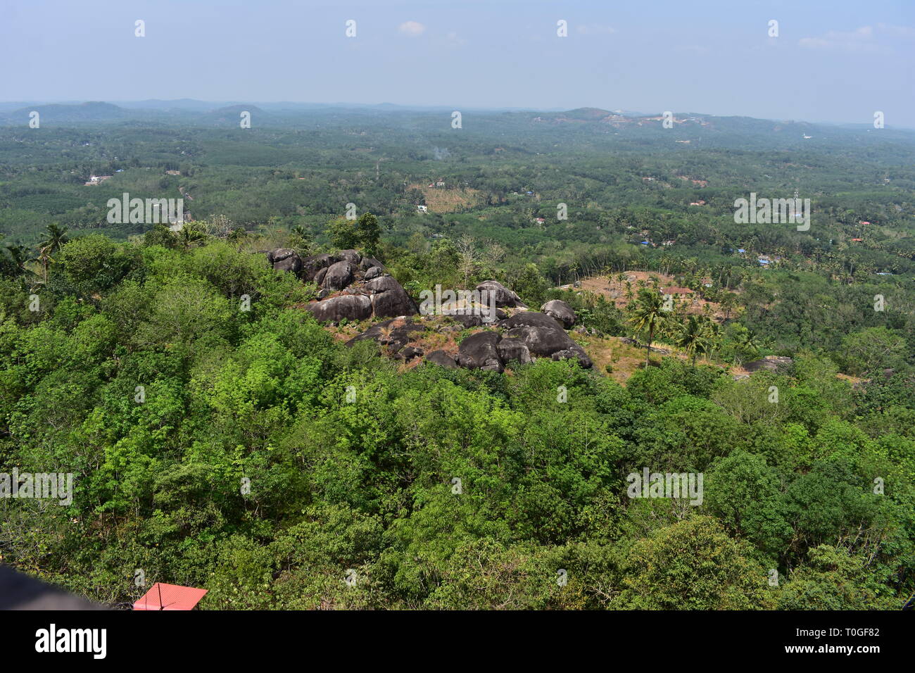 Kollam, Kerala, India - March 2, 2019 : The scenic beauty of the lush green valley Stock Photo