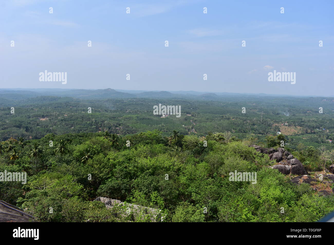 Kollam, Kerala, India - March 2, 2019 : The gigantic hills and valleys Stock Photo
