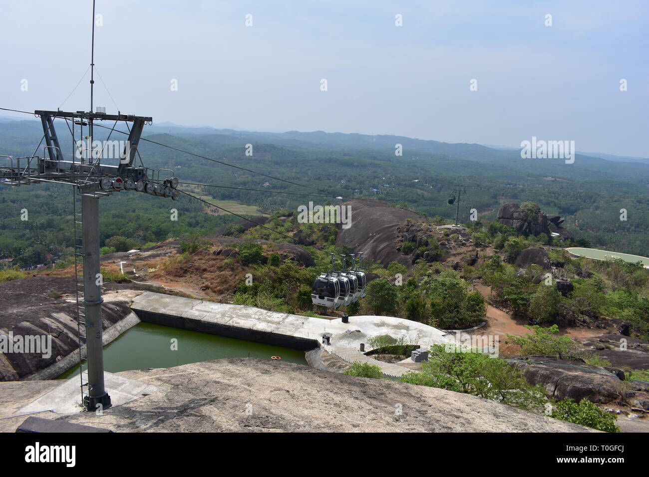 Kollam, Kerala, India - March 2, 2019 : The cable car ride to Jatayu Nature park Stock Photo