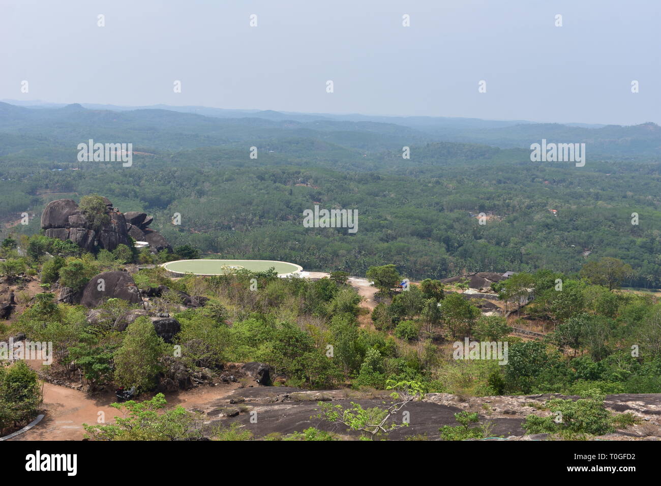 Kollam, Kerala, India - March 2, 2019 : The scenic beauty of the lush green valley Stock Photo