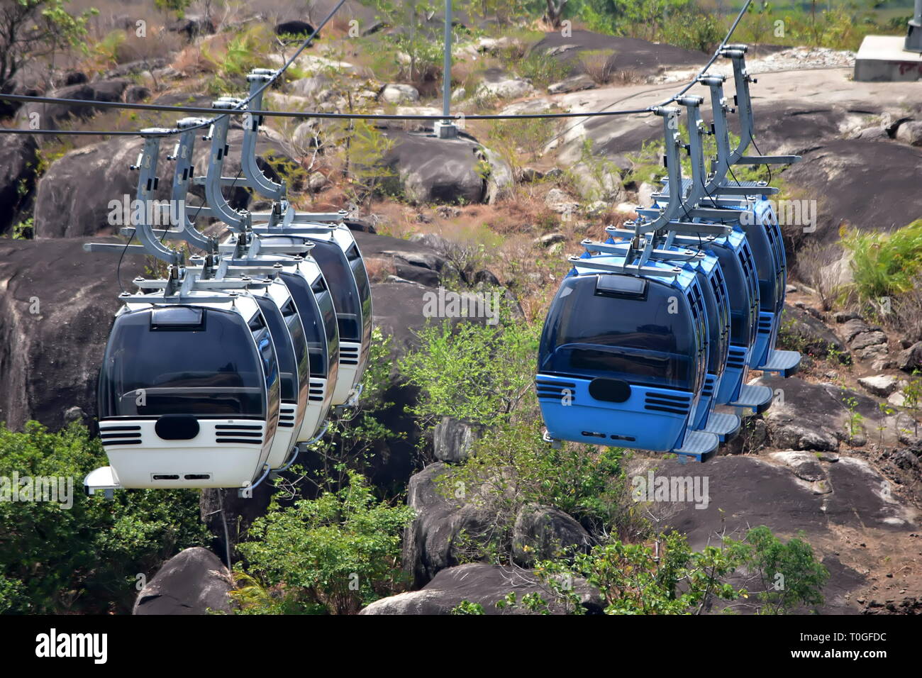 Kollam, Kerala, India - March 2, 2019 : The statue-of- the art cable cars Stock Photo